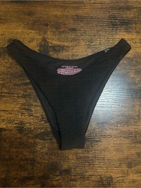 Victoria's Secret Black Textured High-Cut Bikini Bottom